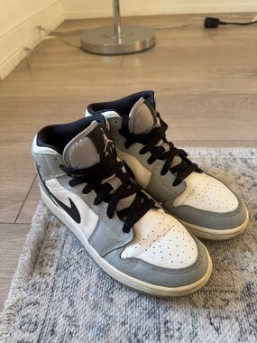 Nike Air Jordan 1 Mid White, Grey & Black Sneakers